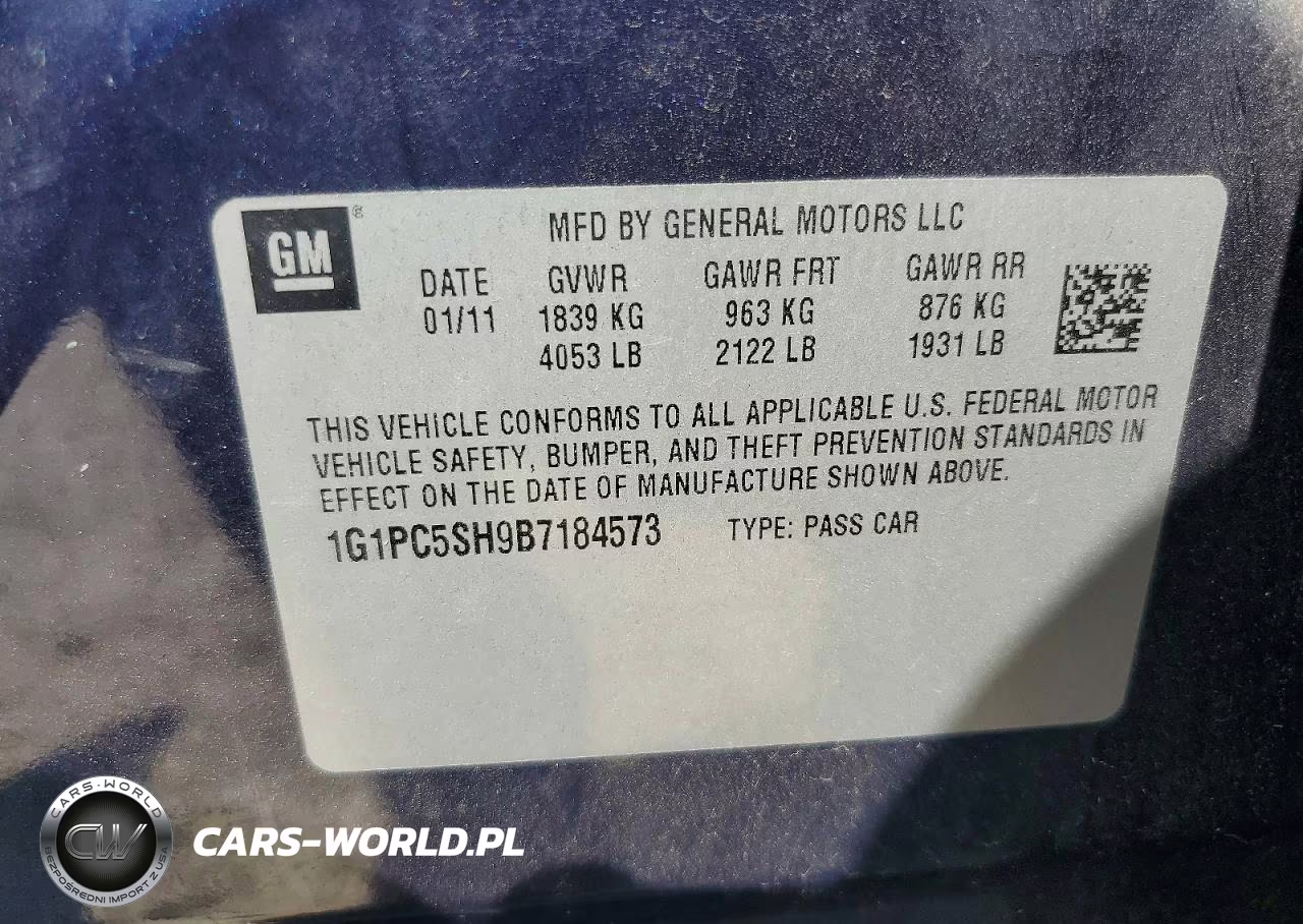 2011 Chevrolet Cruze Ls VIN:1G1PC5SH9B7184573 - 12