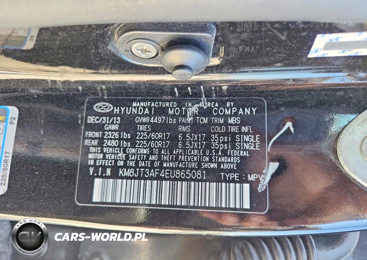 2013 Hyundai Tucson Gls VIN:KM8JT3AF4EU865081 - 13