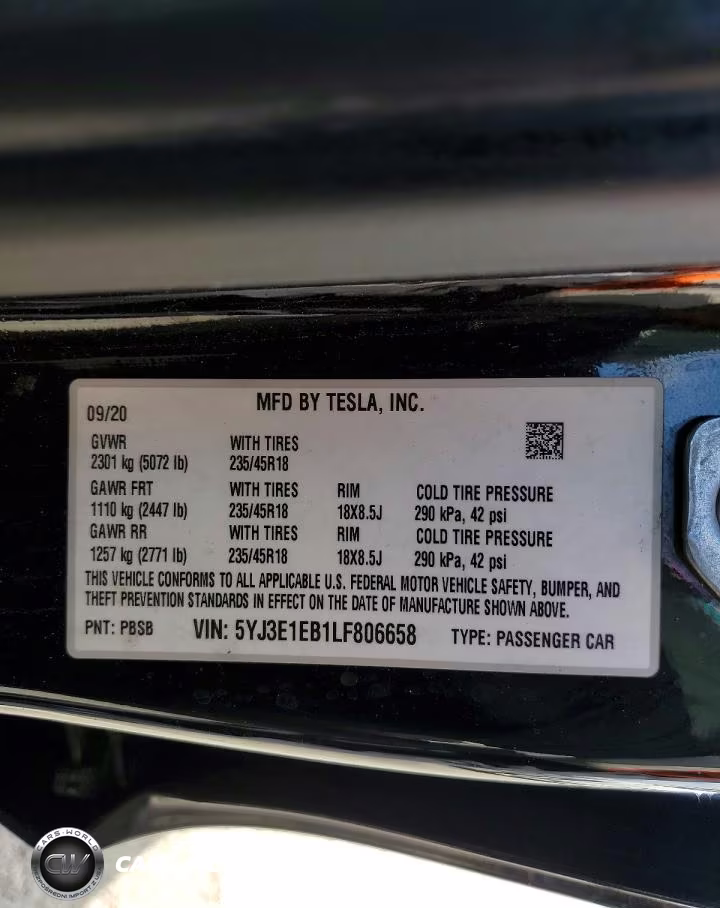 2020 Tesla Model 3 VIN:5YJ3E1EB1LF806658 - 12