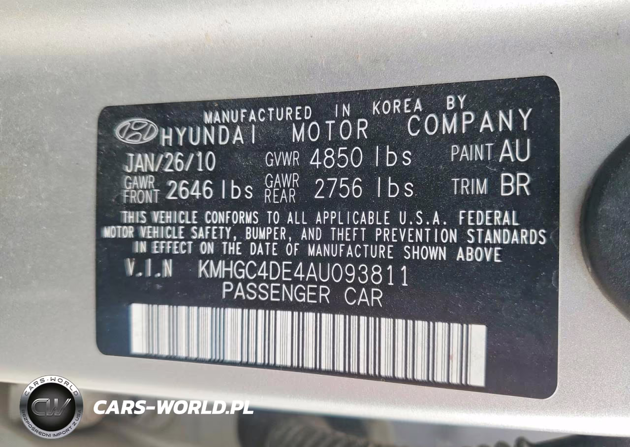 2010 Hyundai Genesis 3.8L V6 VIN:KMHGC4DE4AU093811 - 12