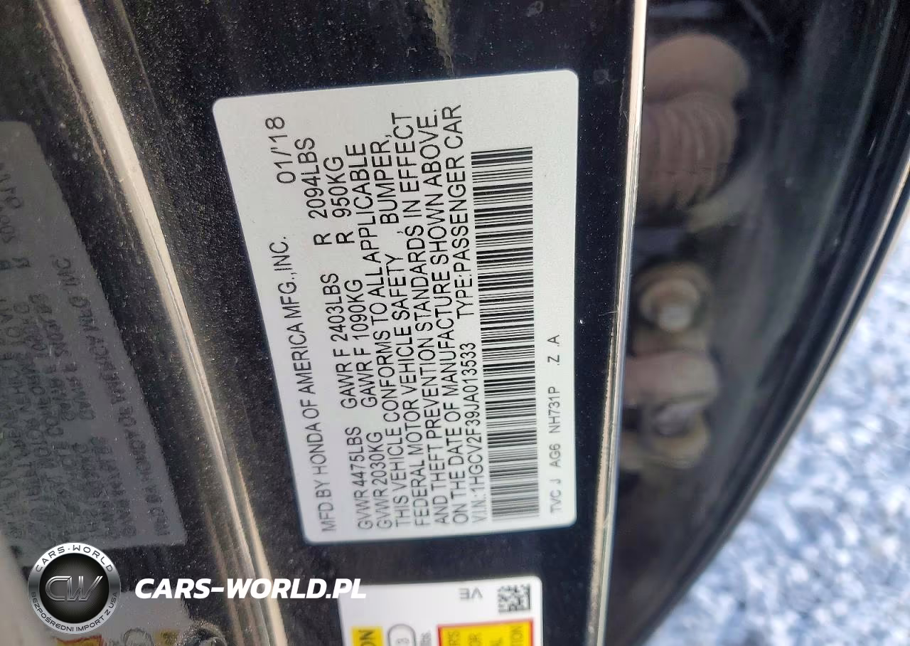 2018 Honda Accord Sport VIN:1HGCV2F39JA013533 - 13