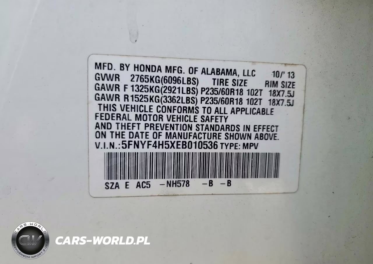 2014 Honda Pilot Exl VIN:5FNYF4H5XEB010536 - 13