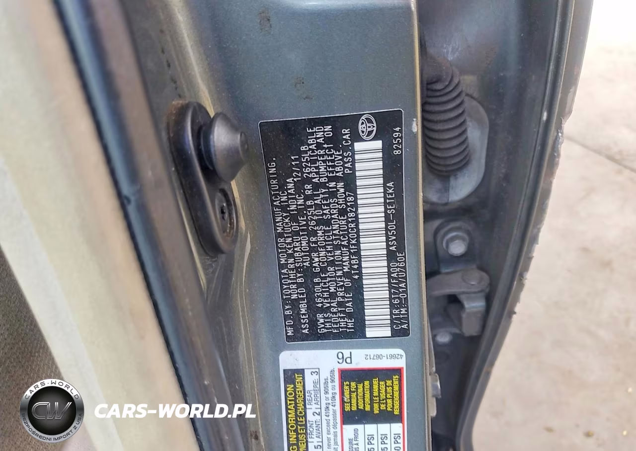 2012 Toyota Camry L VIN:4T4BF1FK0CR182187 - 12