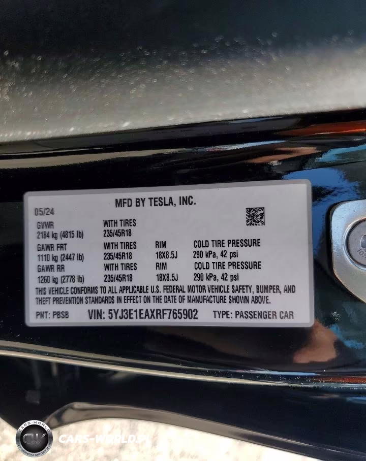 2024 Tesla Model 3 VIN:5YJ3E1EAXRF765902 - 12