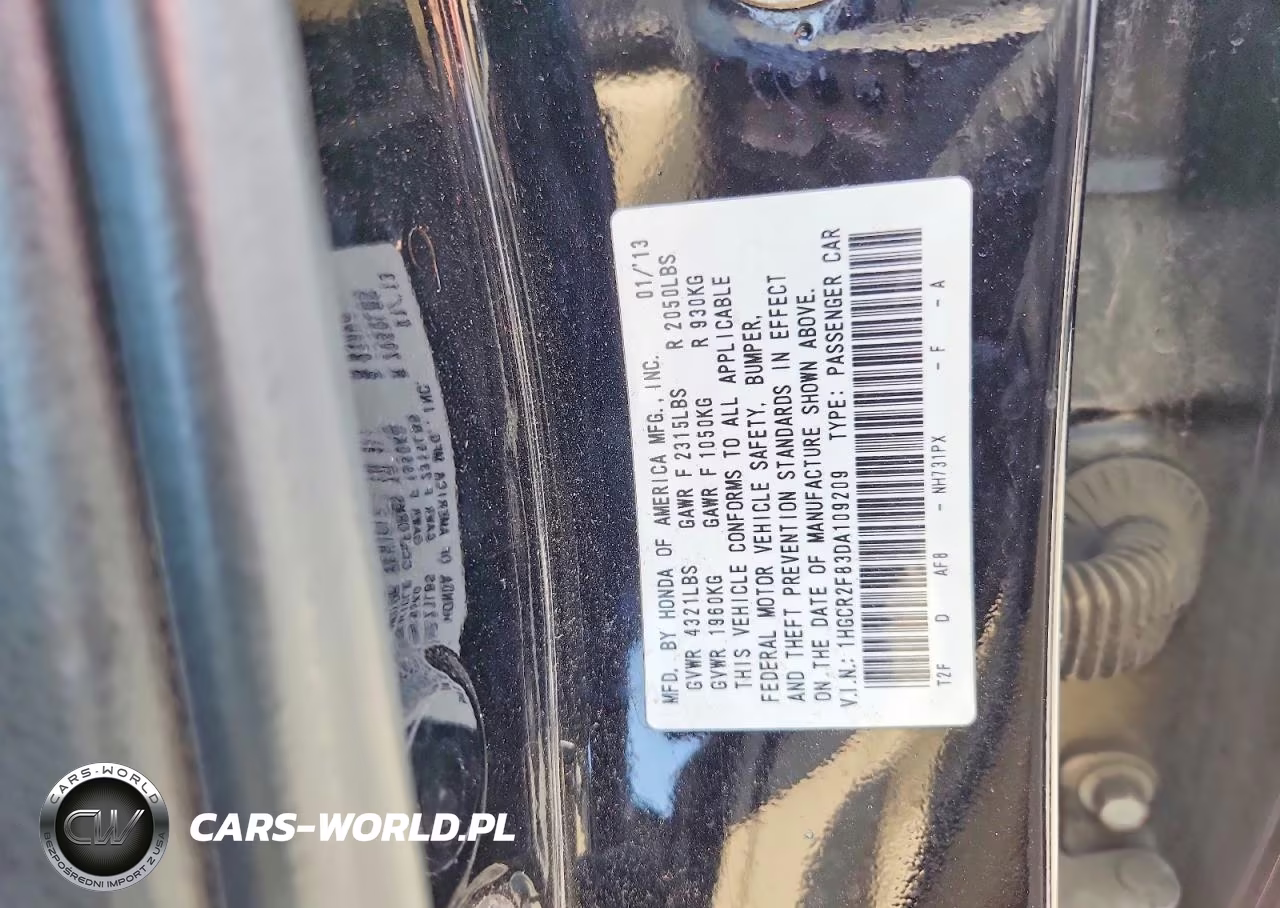 2013 Honda Accord Exl VIN:1HGCR2F83DA109209 - 12