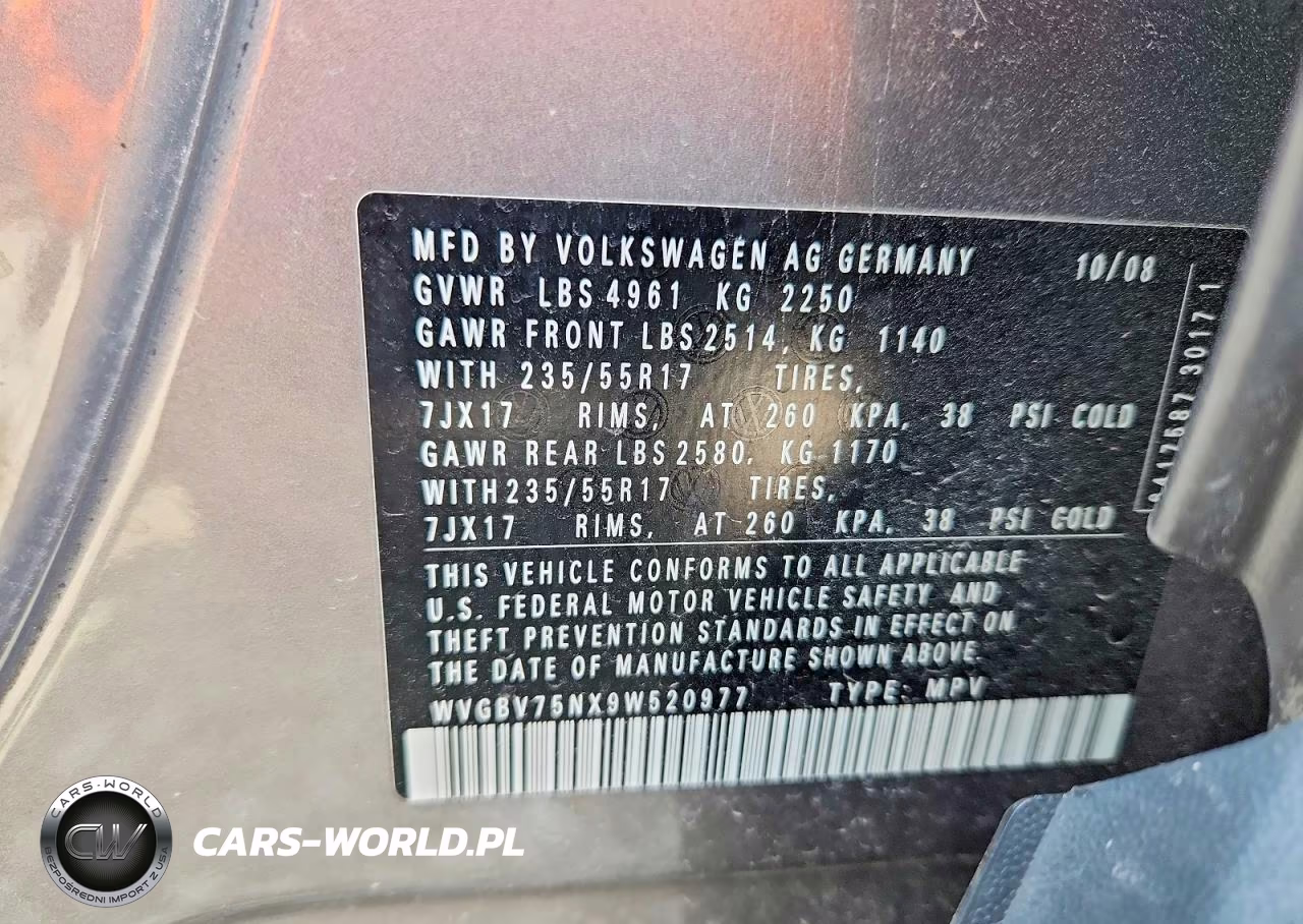 2009 Volkswagen Tiguan Se VIN:WVGBV75NX9W520977 - 12