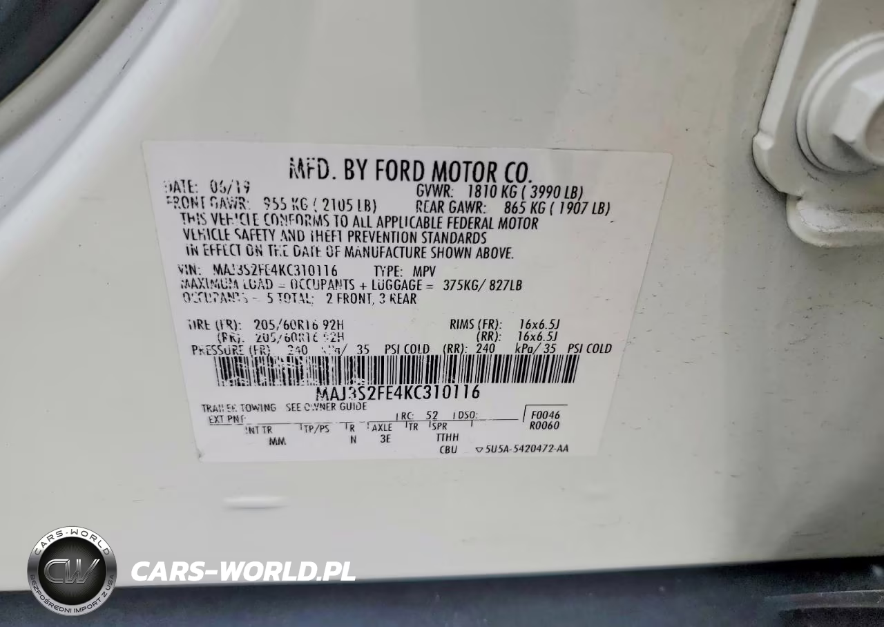 2019 Ford Ecosport S VIN:MAJ3S2FE4KC310116 - 13