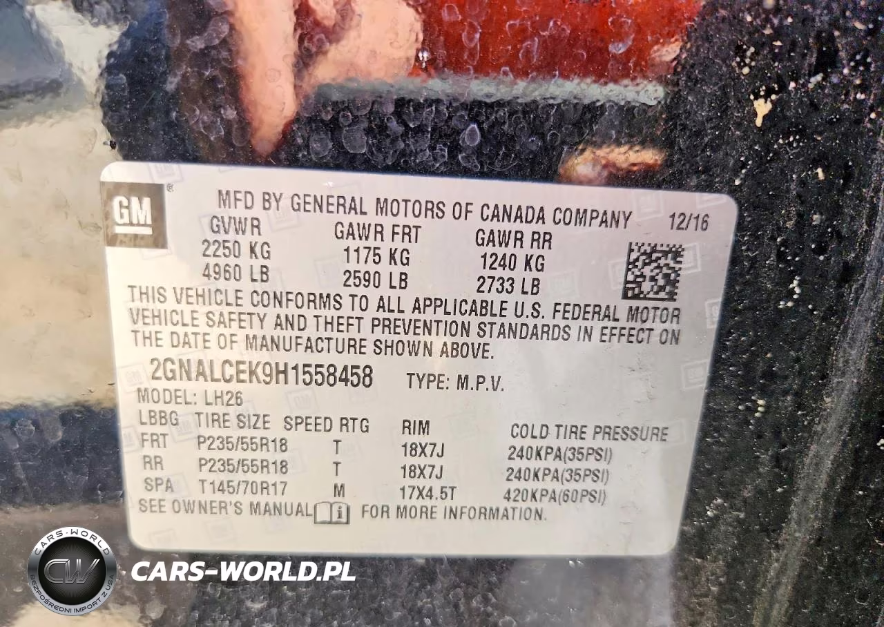 2017 Chevrolet Equinox Lt VIN:2GNALCEK9H1558458 - 12