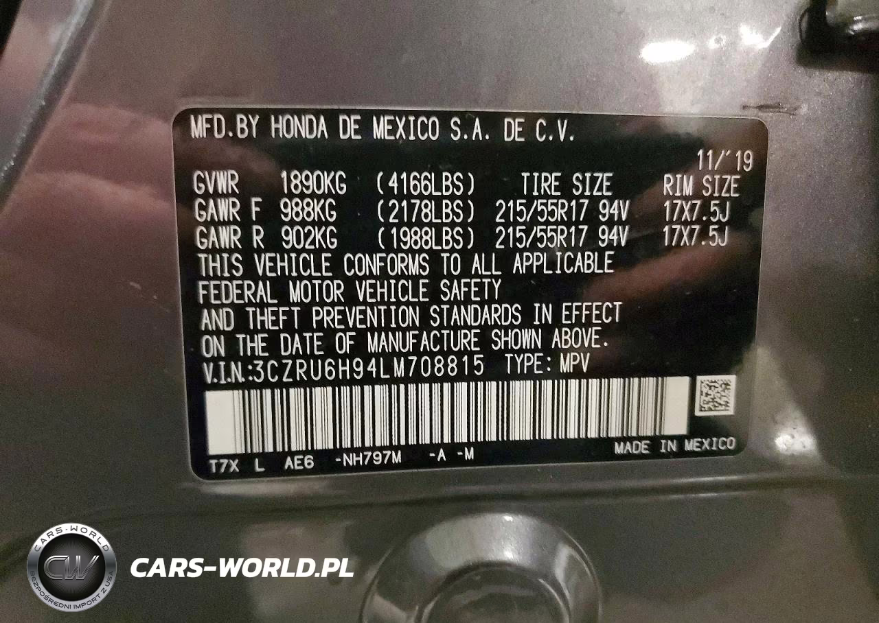 2020 Honda Hr-V Touring VIN:3CZRU6H94LM708815 - 13