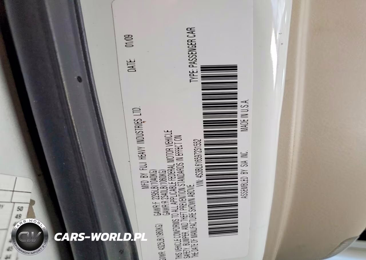 2009 Subaru Legacy 2.5I VIN:4S3BL616597231552 - 12