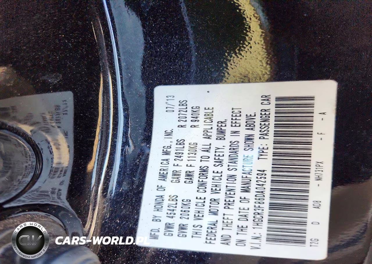 2013 Honda Accord Exl VIN:1HGCR3F86DA042594 - 13