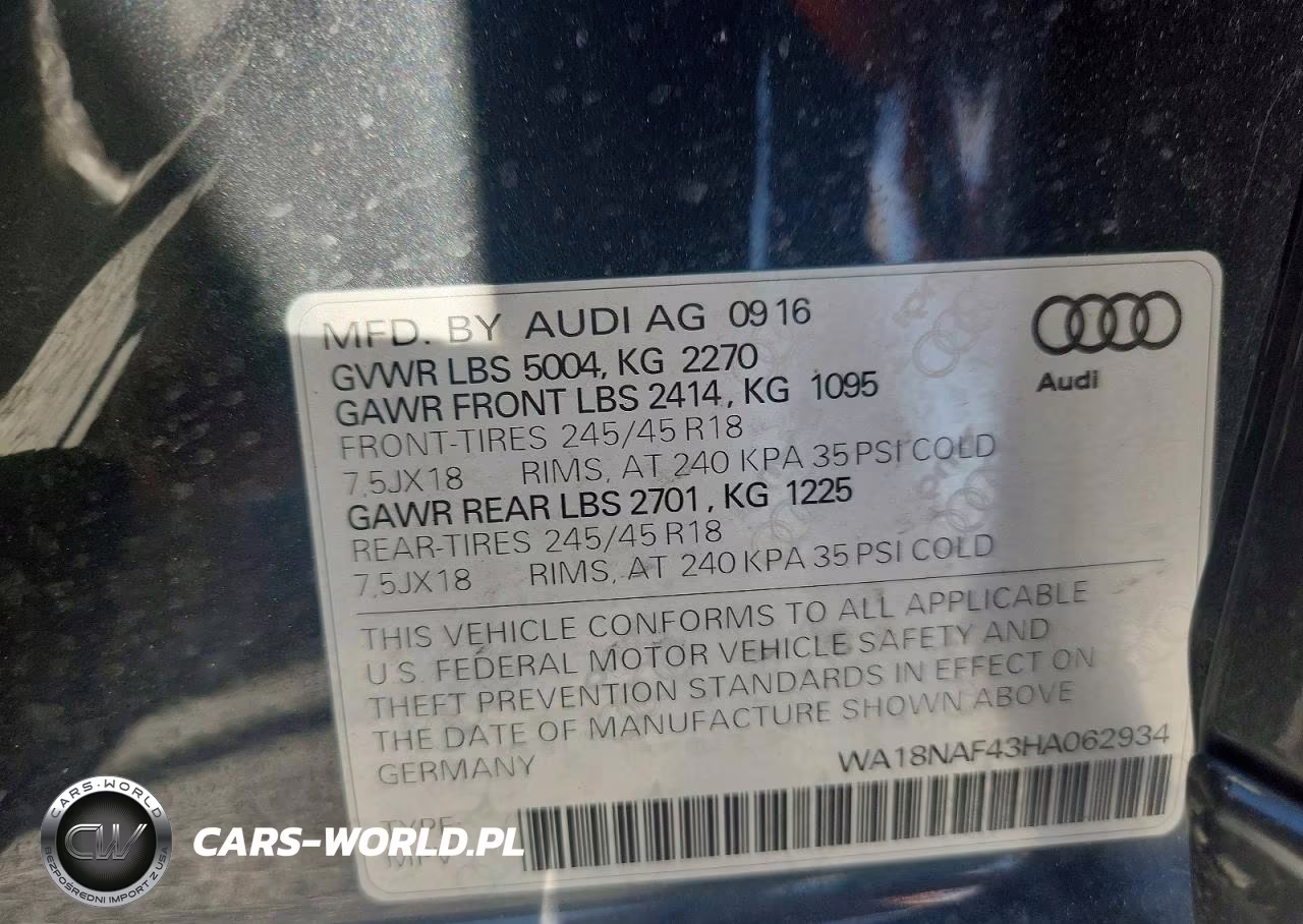 2017 Audi A4 Allroad Premium Plus VIN:WA18NAF43HA062934 - 13