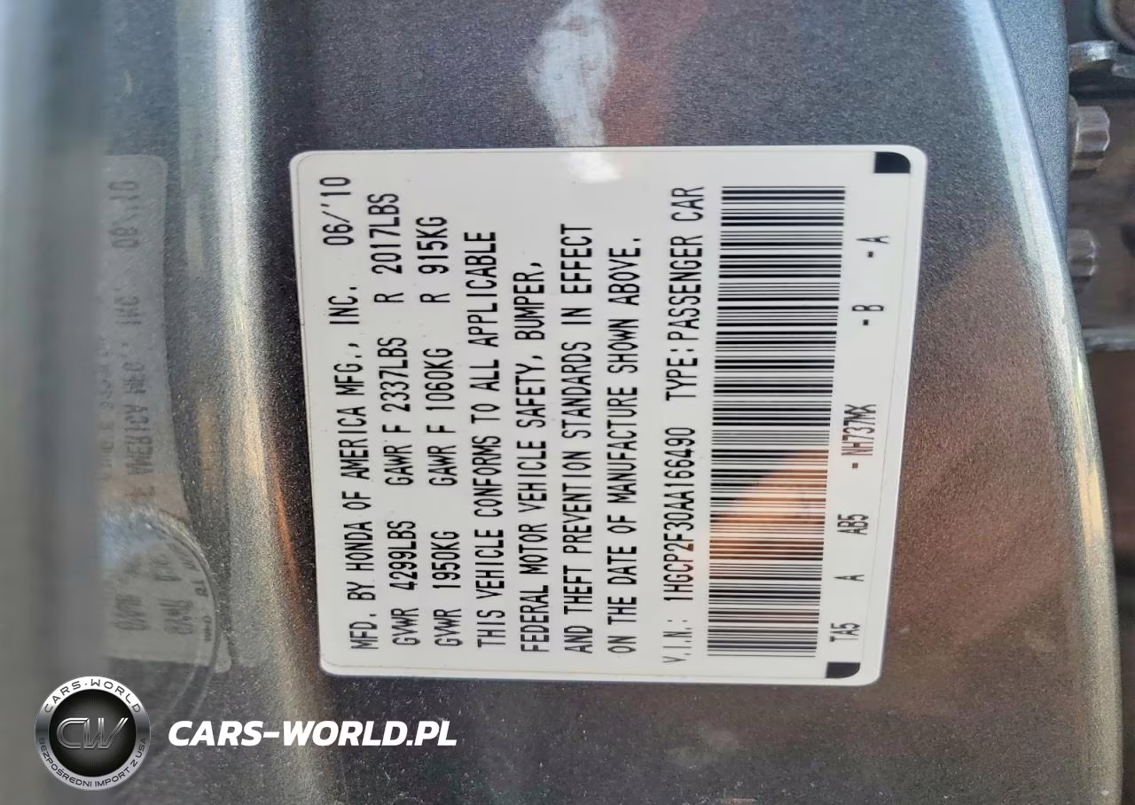 2010 Honda Accord Lx VIN:1HGCP2F30AA166490 - 12