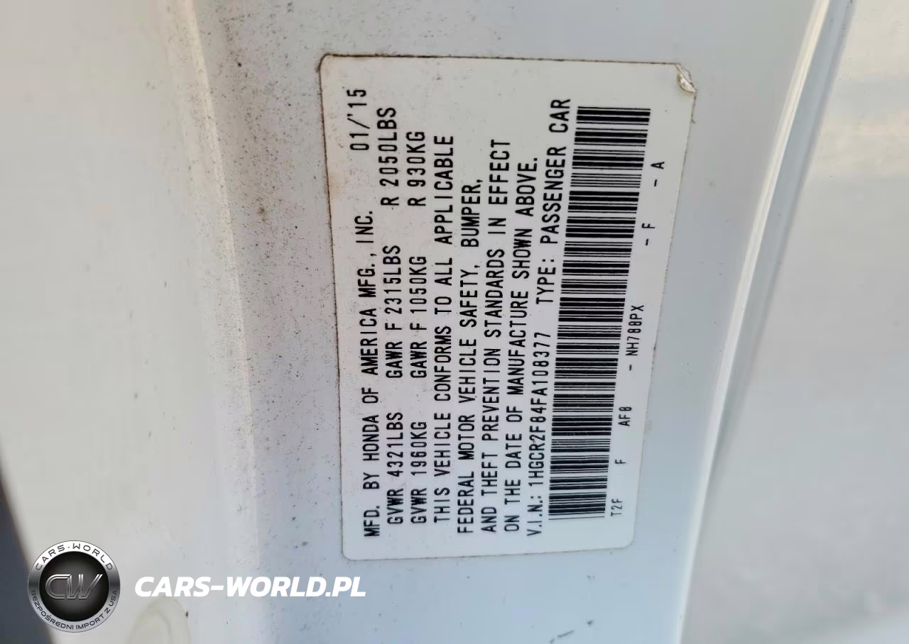 2015 Honda Accord Exl VIN:1HGCR2F84FA108377 - 12