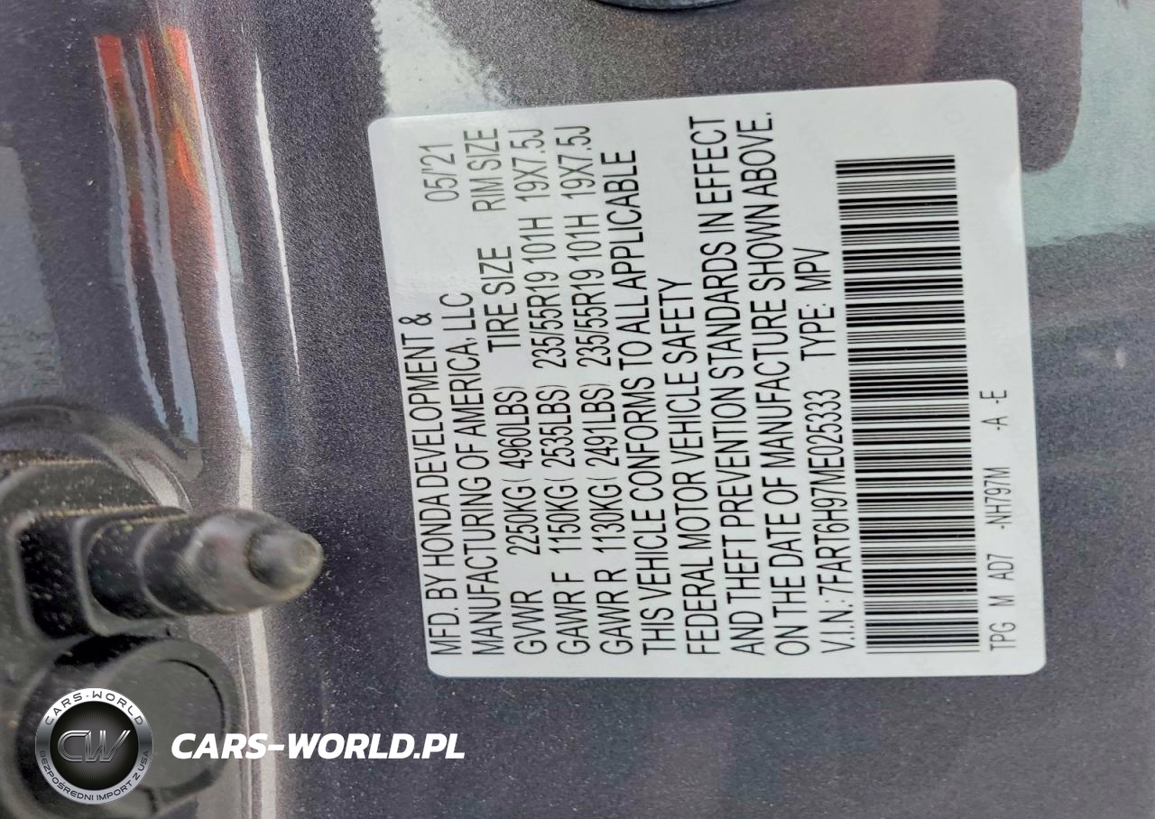 2021 Honda Cr-V Touring VIN:7FART6H97ME025333 - 12