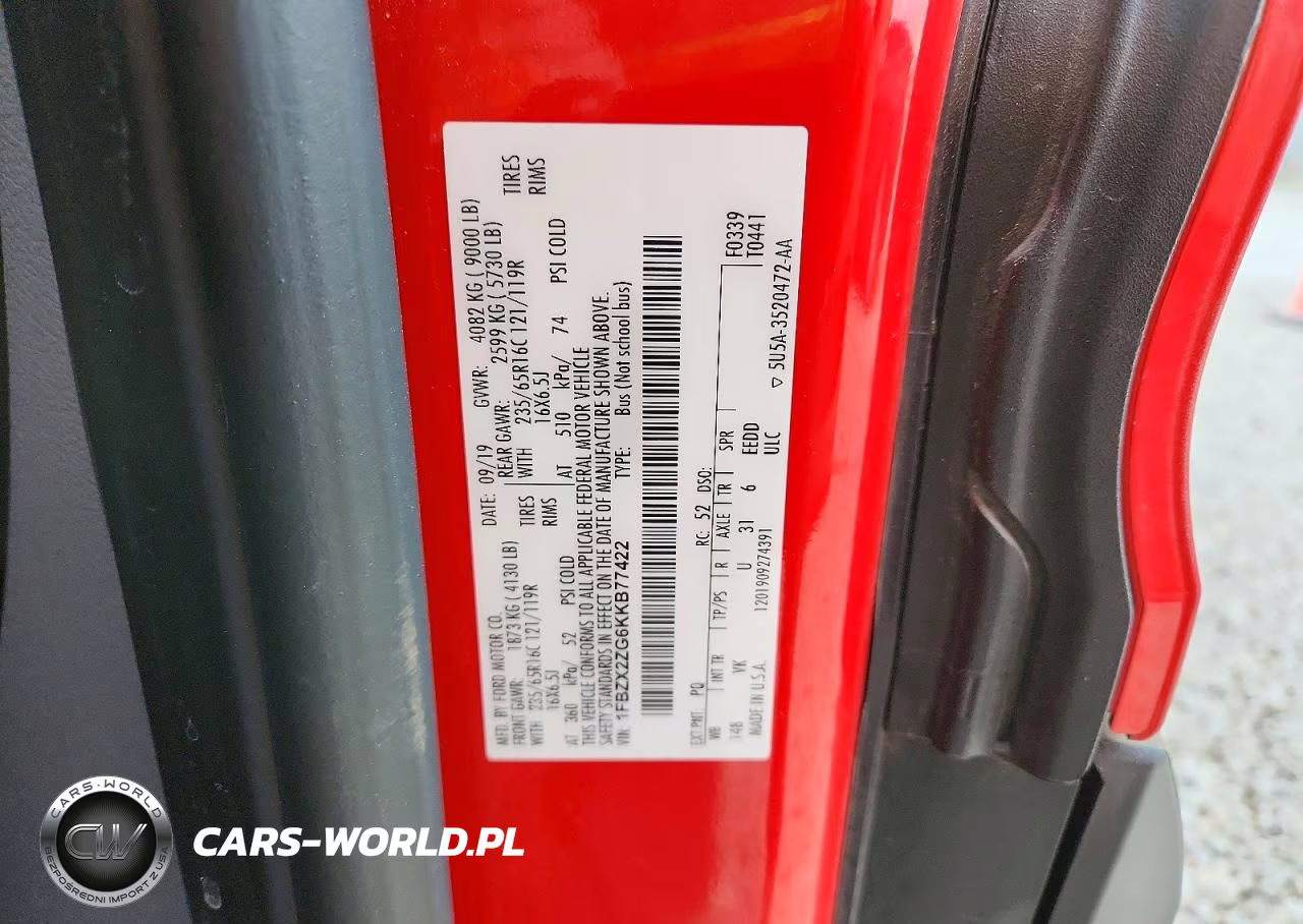 2019 Ford Transit T-350 VIN:1FBZX2ZG6KKB77422 - 14