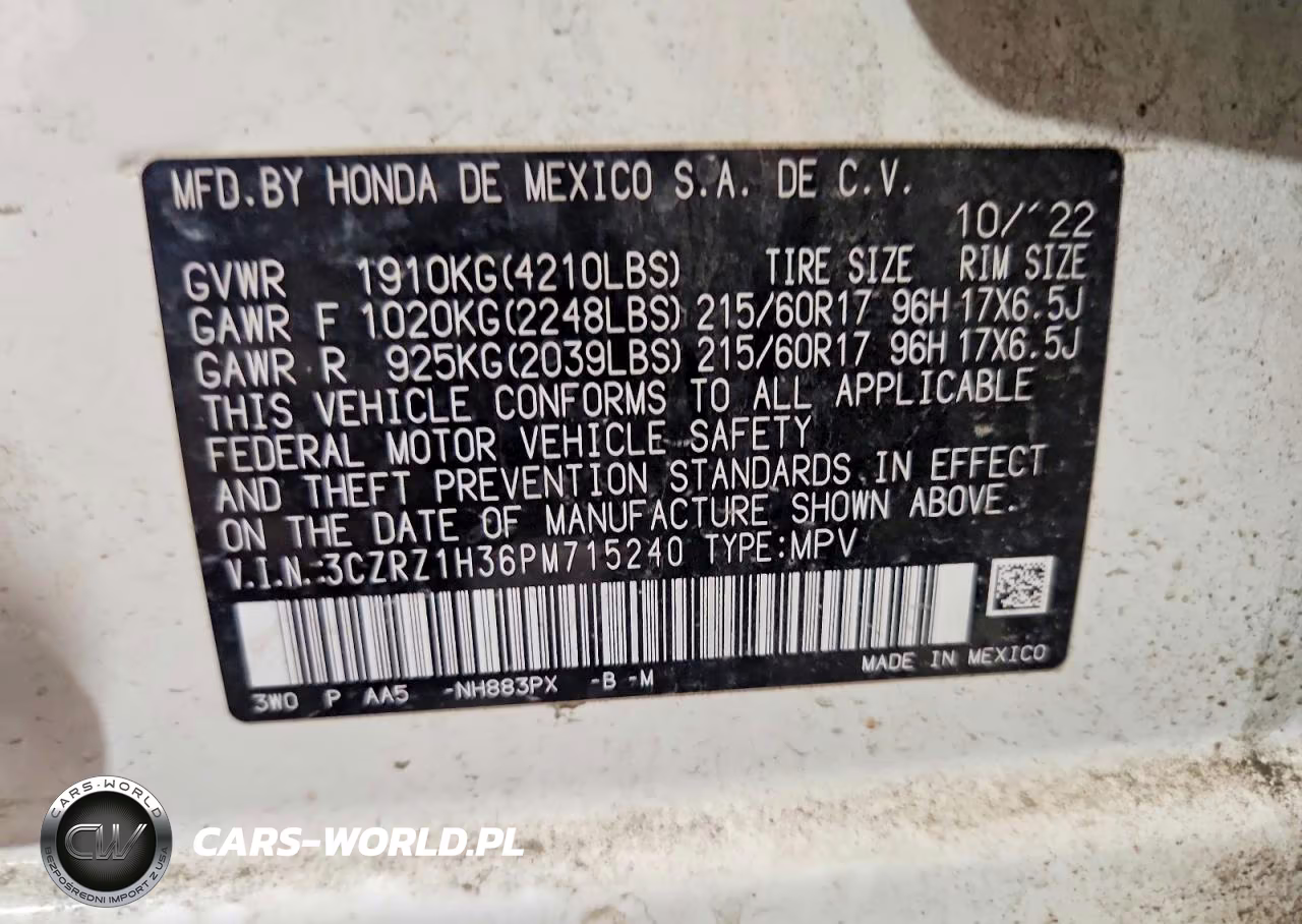 2023 Honda Hybrid VIN:3CZRZ1H36PM715240 - 12