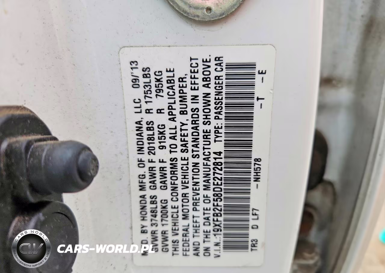 2013 Honda Civic Lx VIN:19XFB2F58DE272814 - 12