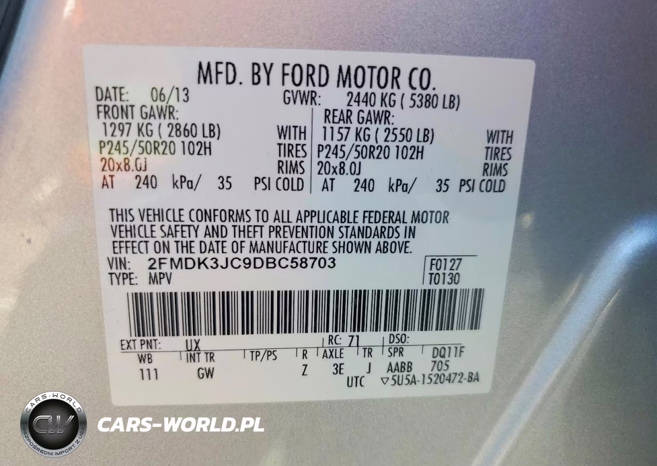 2013 Ford Edge Sel VIN:2FMDK3JC9DBC58703 - 12