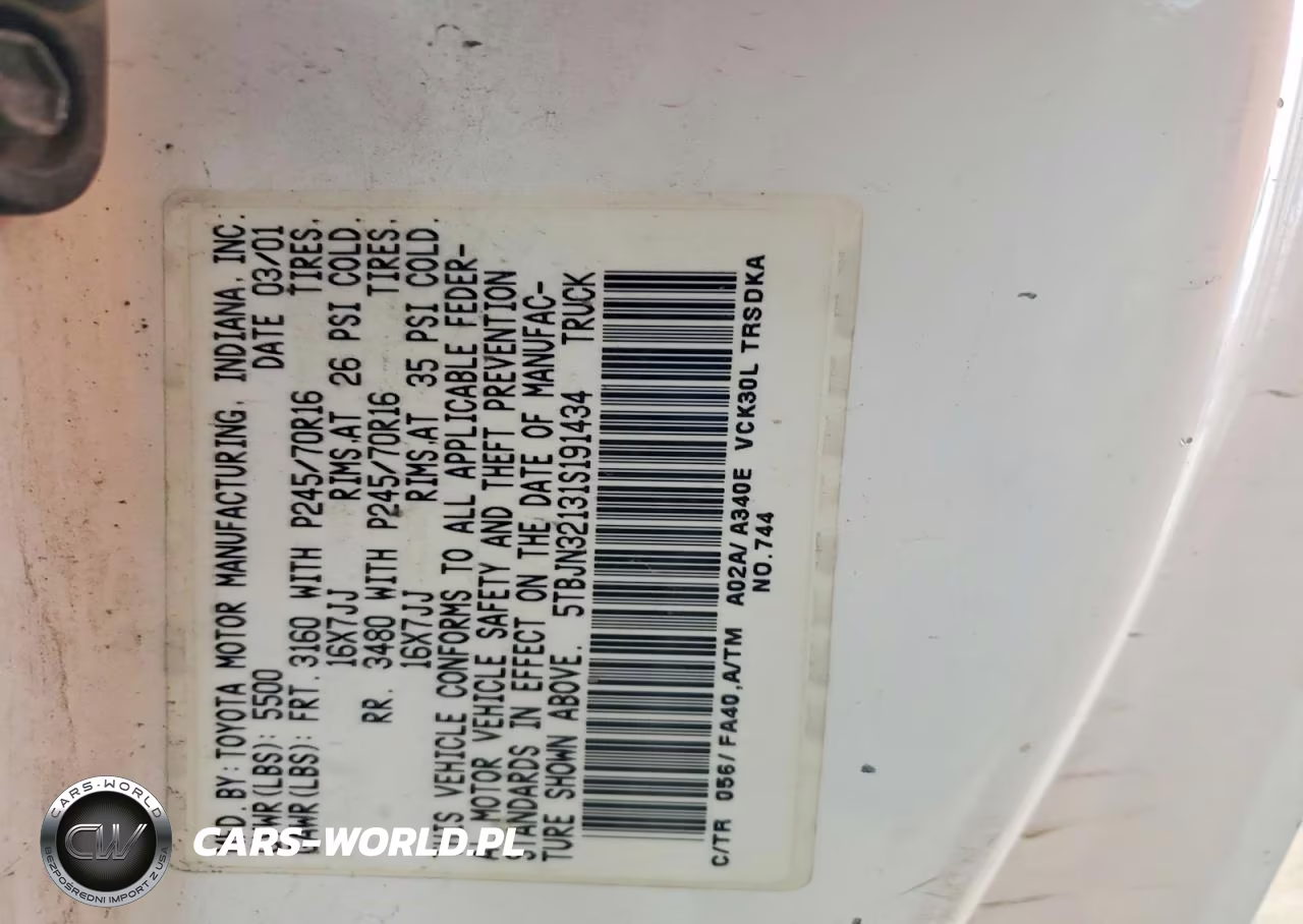 2001 Toyota Tundra Base VIN:5TBJN32131S191434 - 12