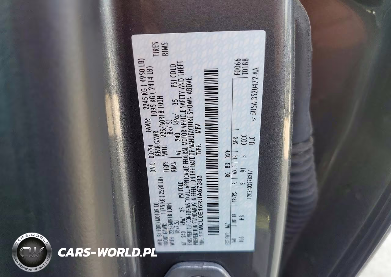 2024 Ford Escape Phev VIN:1FMCU0E16RUA67383 - 13