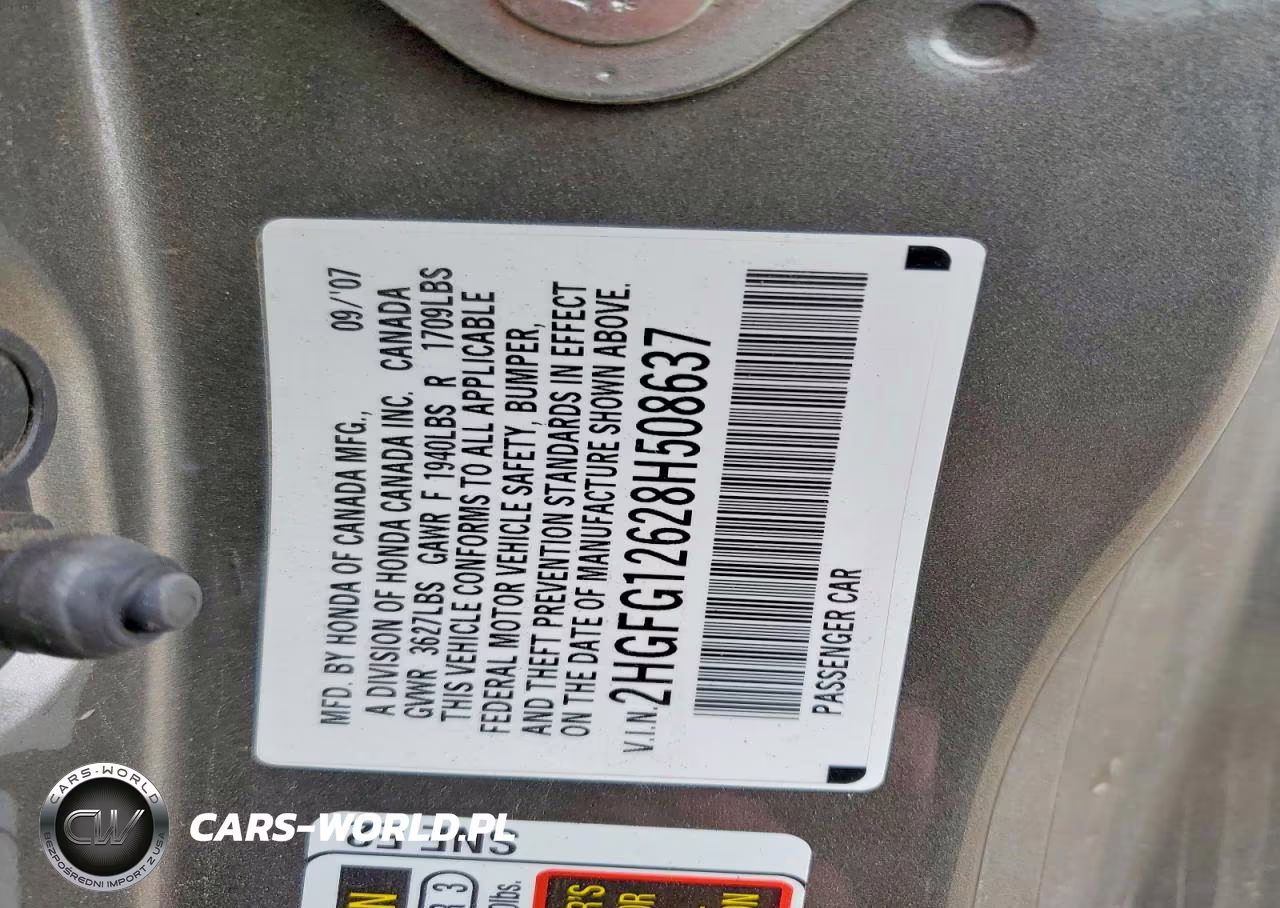 2008 Honda Civic Lx VIN:2HGFG12628H508637 - 12