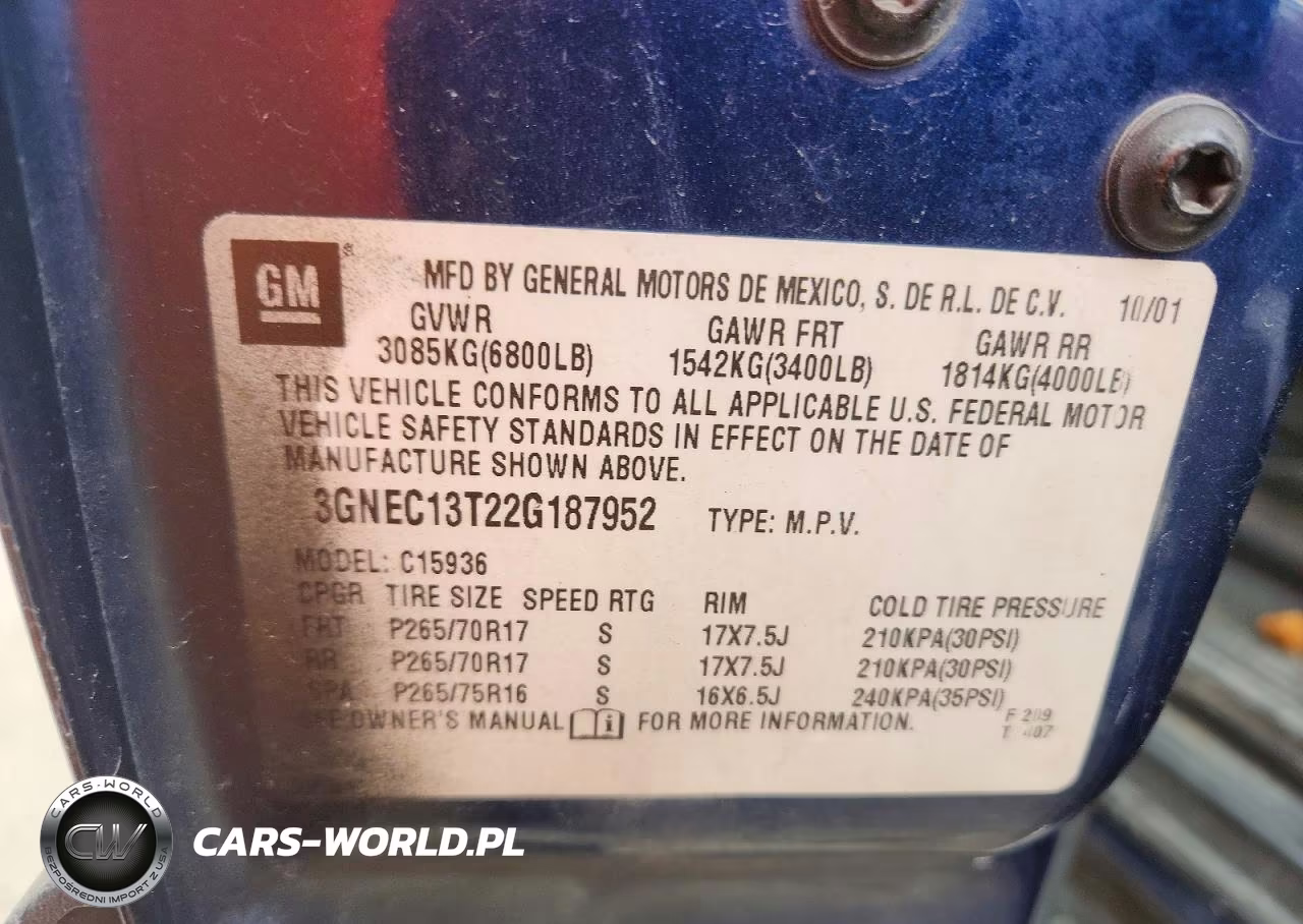 2002 Chevrolet Avalance VIN:3GNEC13T22G187952 - 12
