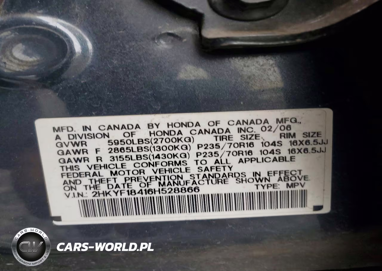 2006 Honda Pilot Ex VIN:2HKYF18416H528866 - 13
