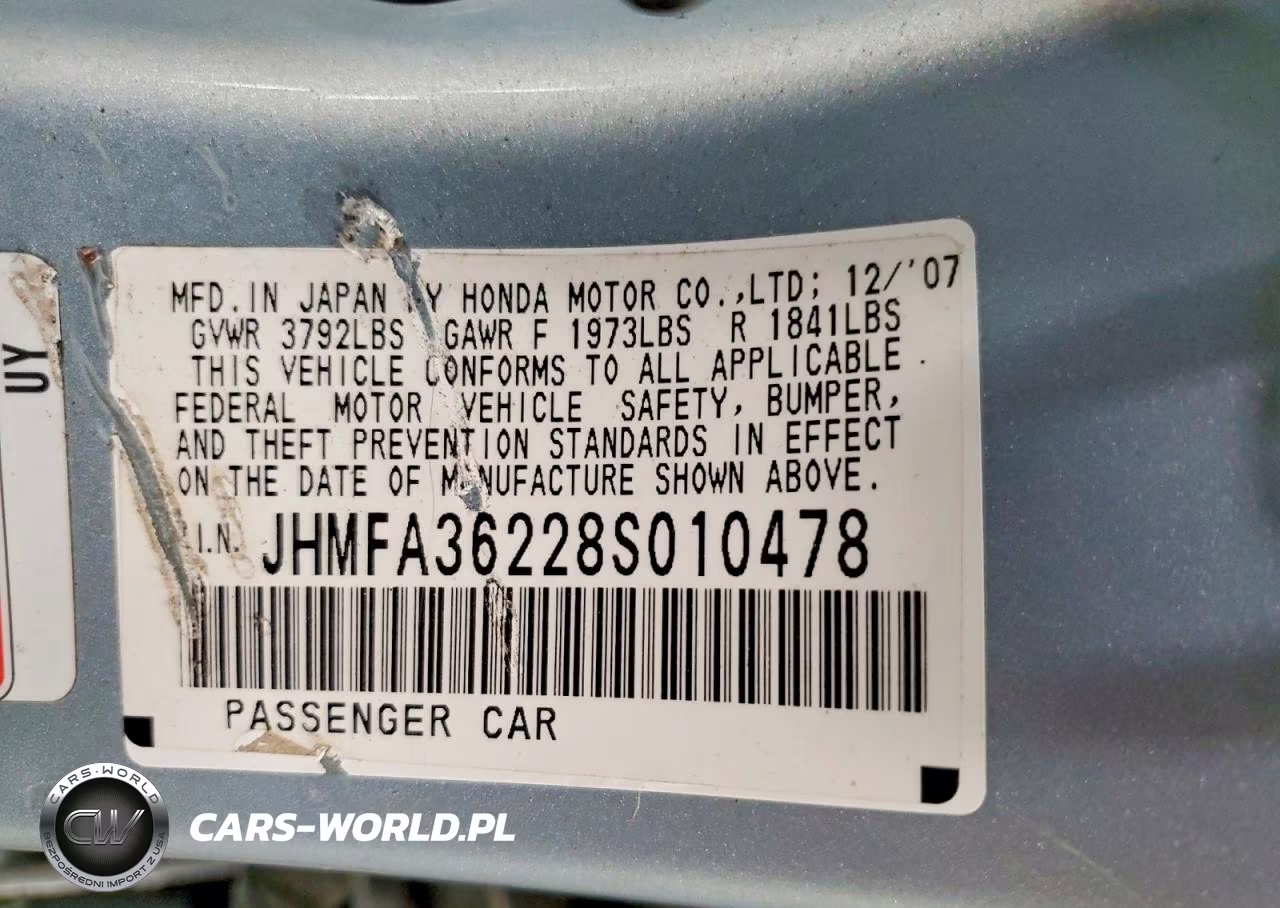 2008 Honda Civic Hybrid VIN:JHMFA36228S010478 - 12