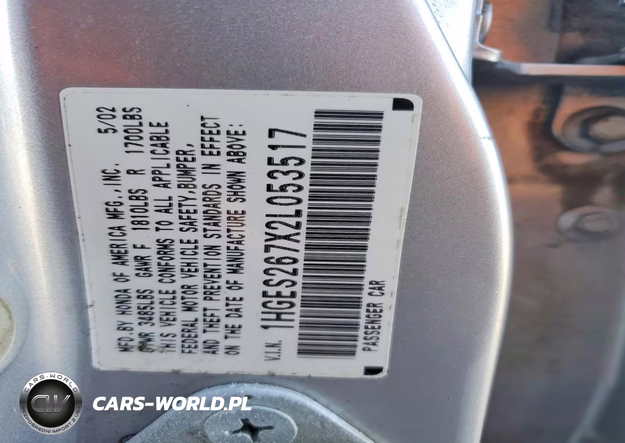 2002 Honda Civic VIN:1HGES267X2L053517 - 12