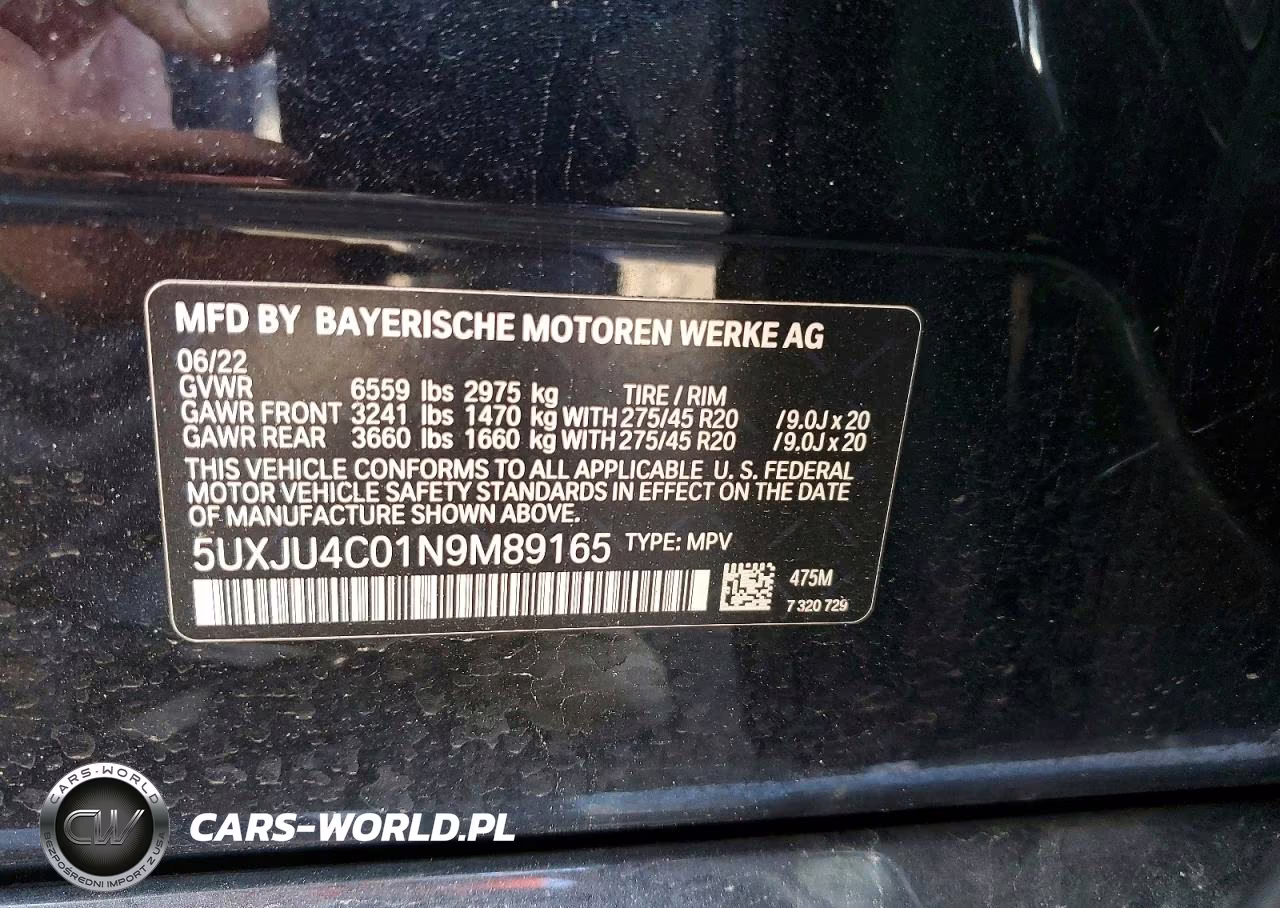 2022 BMW X5 VIN:5UXJU4C01N9M89165 - 14