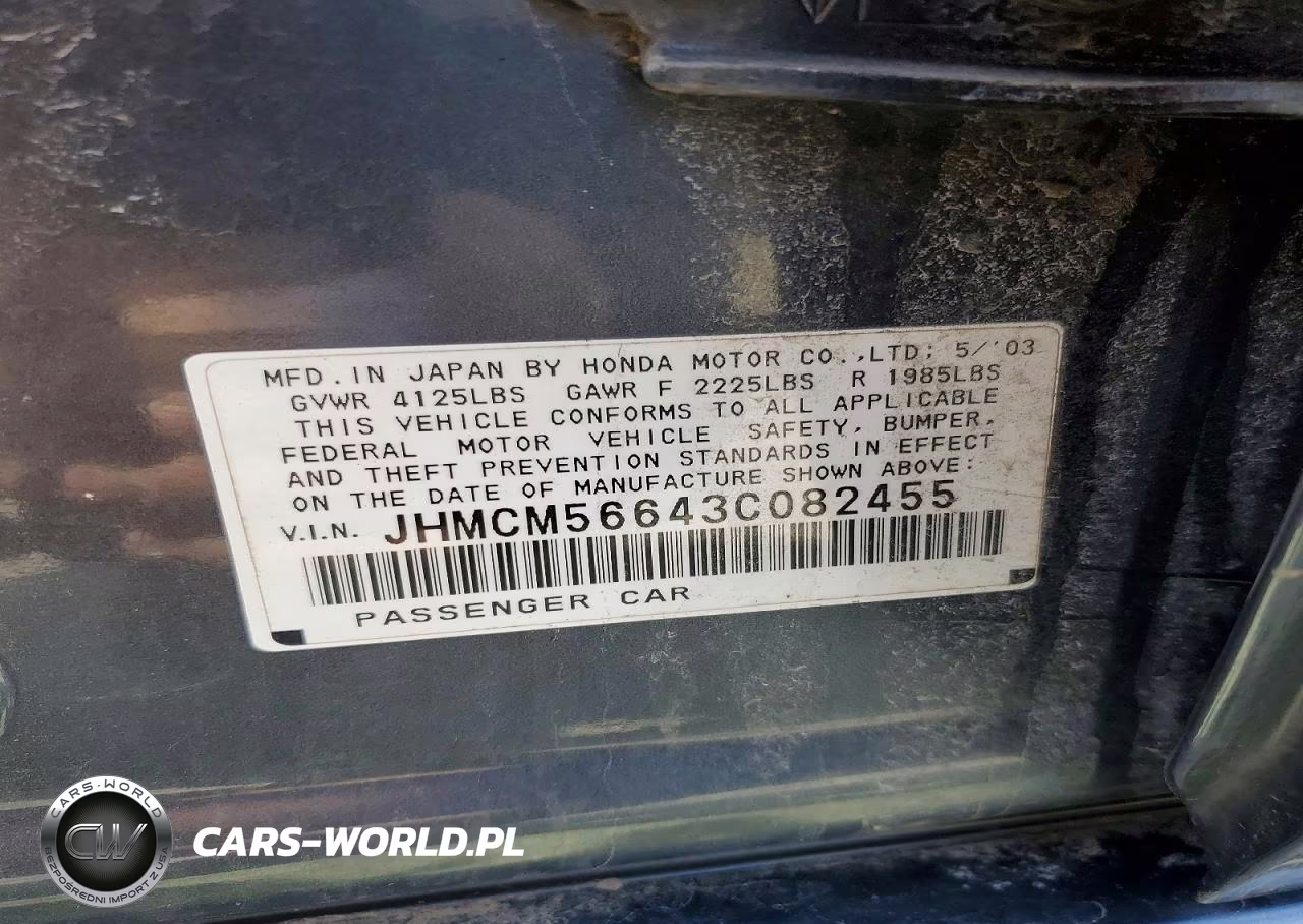 2003 Honda Accord Ex VIN:JHMCM56643C082455 - 12