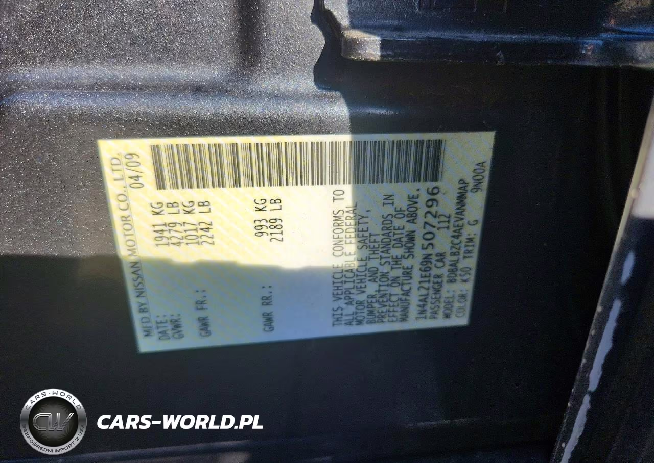 2009 Nissan Altima 2.5 VIN:1N4AL21E69N507296 - 12