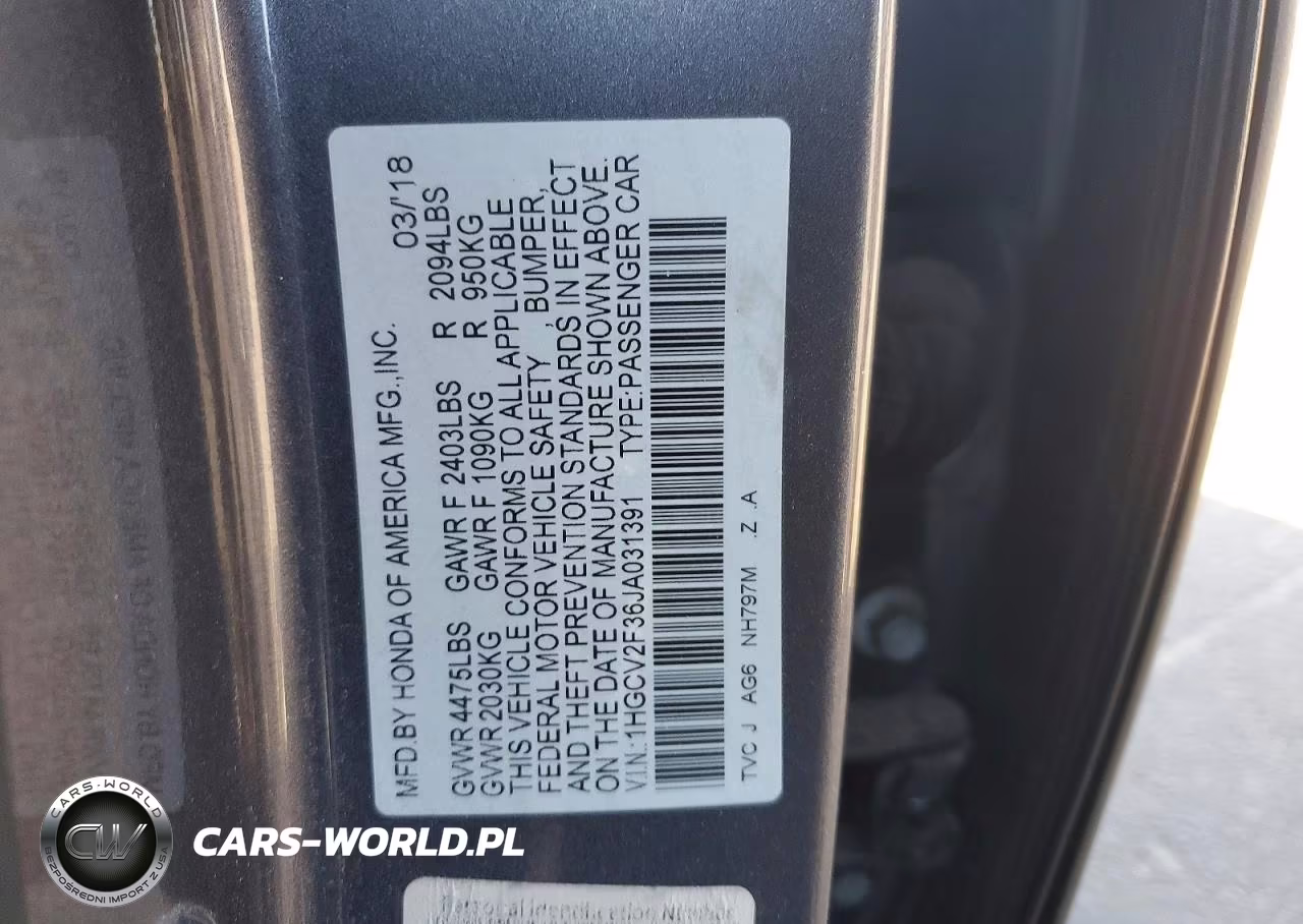 2018 Honda Accord Sport VIN:1HGCV2F36JA031391 - 12