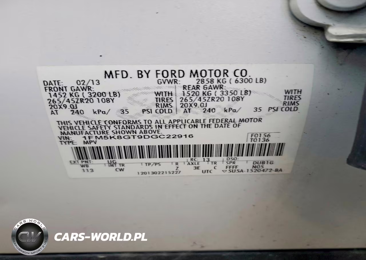 2013 Ford Explorer Sport VIN:1FM5K8GT9DGC22916 - 13