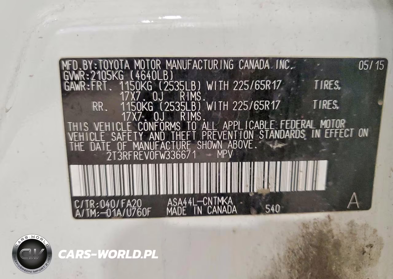 2015 Toyota Rav4 Xle VIN:2T3RFREV0FW336671 - 13