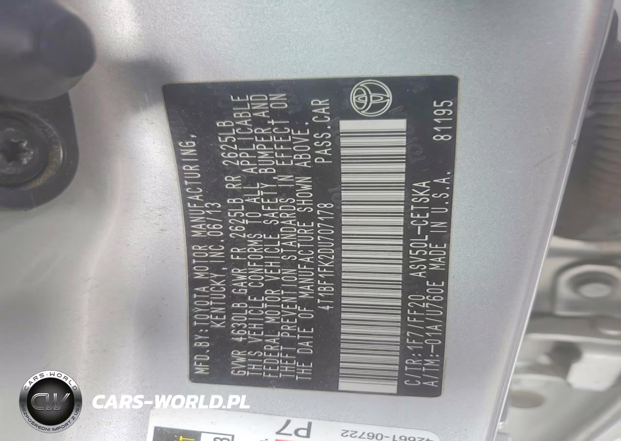 2013 Toyota Camry Se VIN:4T1BF1FK2DU707178 - 12