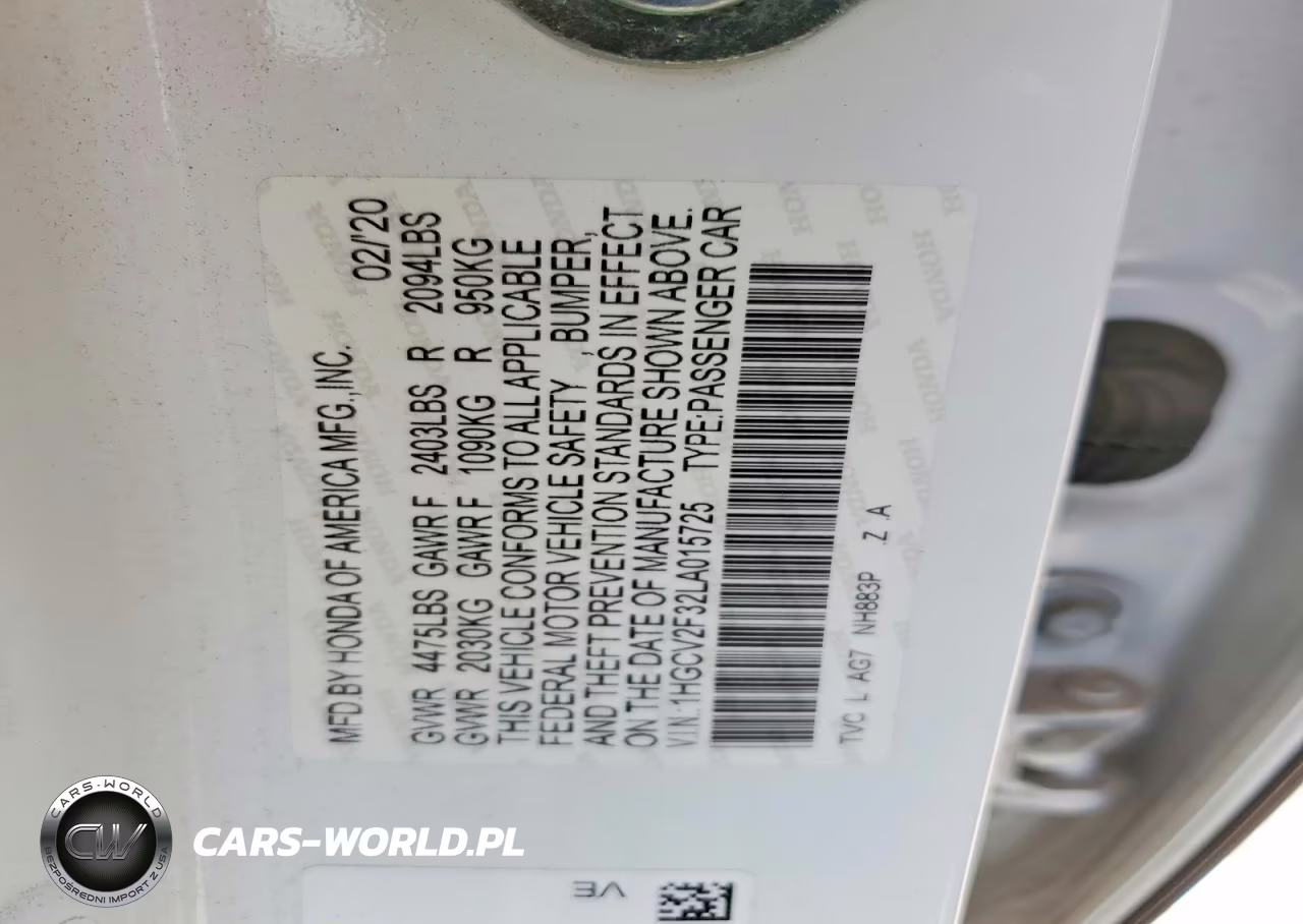 2020 Honda Accord Sport VIN:1HGCV2F32LA015725 - 12
