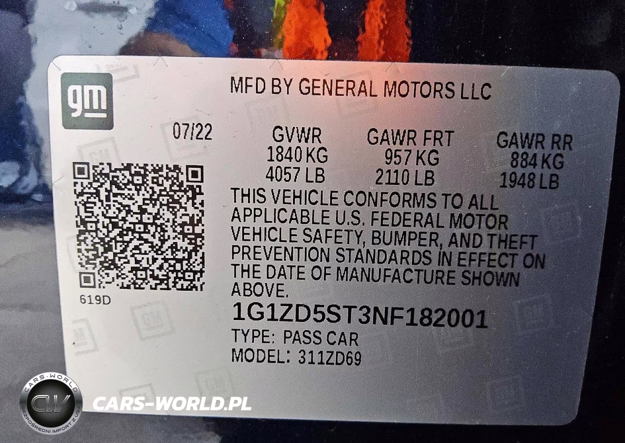 2022 Chevrolet Malibu Lt VIN:1G1ZD5ST3NF182001 - 12