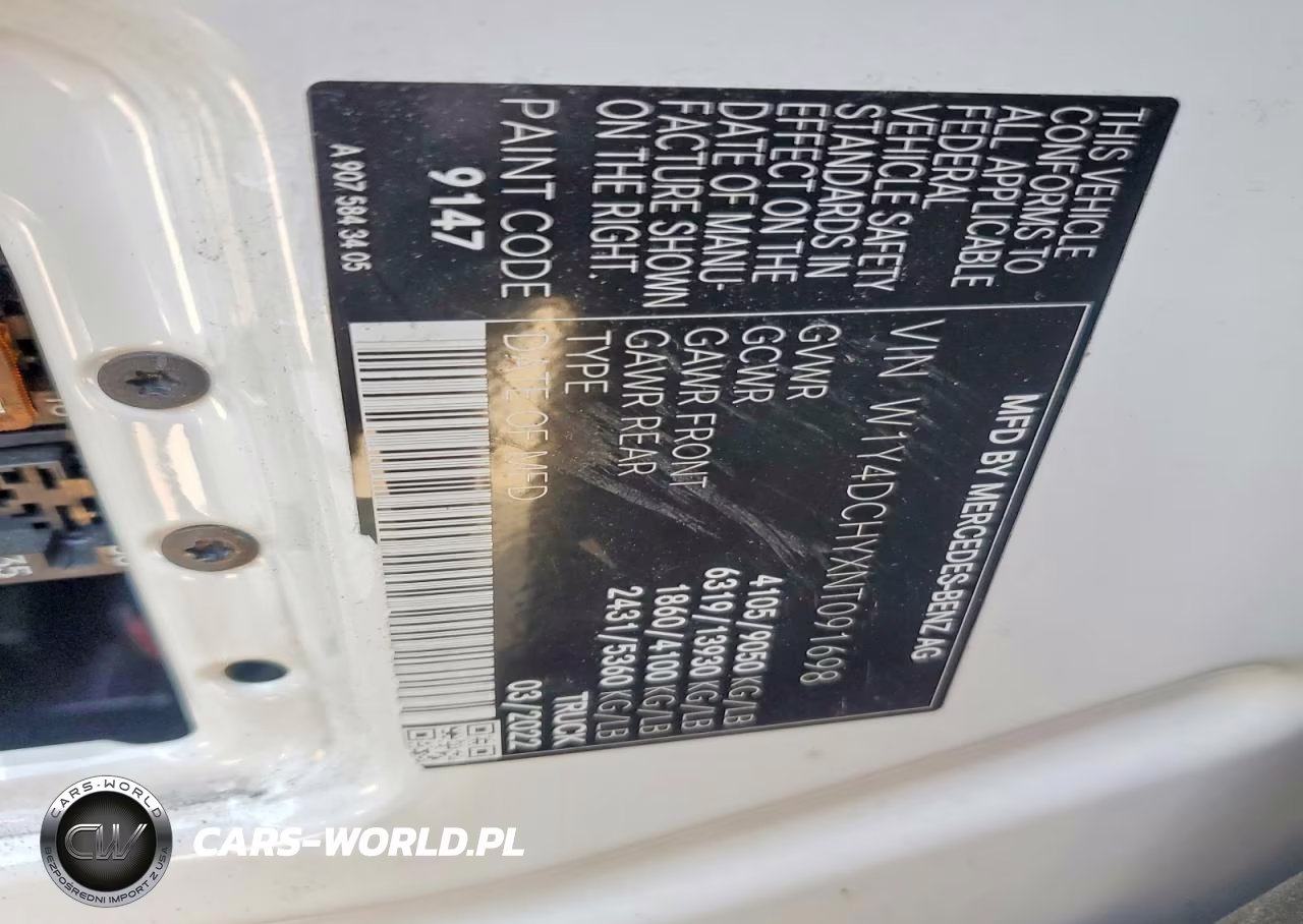 2022 Mercedes-Benz Sprinter 2500 VIN:W1Y4DCHYXNT091698 - 13