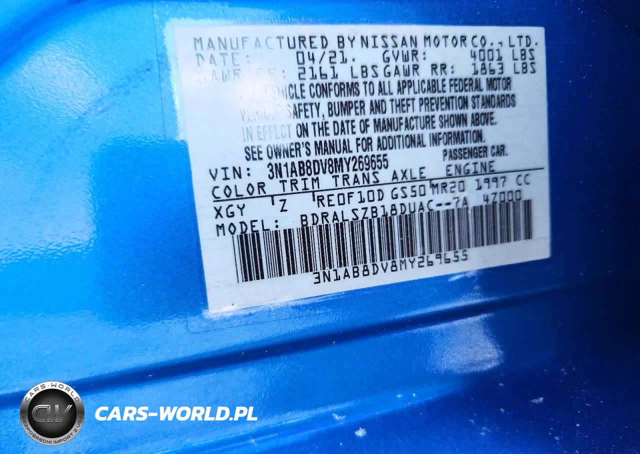 2021 Nissan Sentra Sr VIN:3N1AB8DV8MY269655 - 12