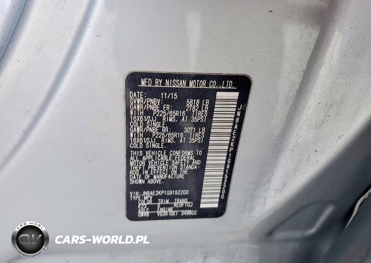 2016 Nissan Quest 3.5 S VIN:JN8AE2KP1G9152200 - 13