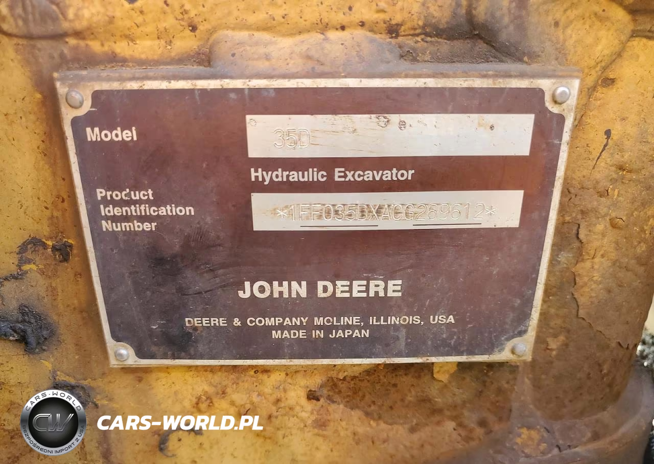 2012 John Deere 35D Mini Excavator VIN:00000000000269612 - 10