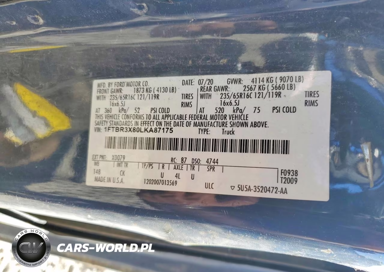 2020 Ford Transit 250 Delivery Van VIN:1FTBR3X80LKA87175 - 12