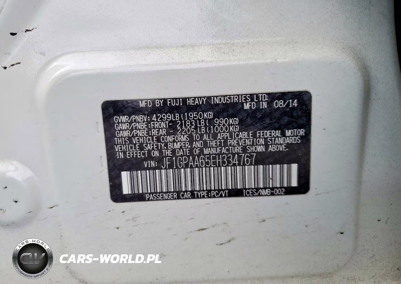 2014 Subaru Impreza VIN:JF1GPAA65EH334767 - 12