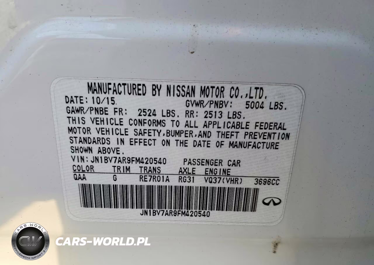 2015 Infiniti Q50 Base VIN:JN1BV7AR9FM420540 - 12