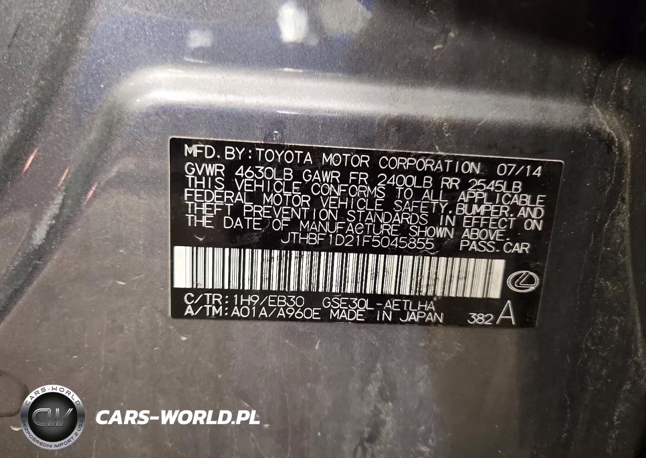 2015 Lexus Is 250 Base VIN:JTHBF1D21F5045855 - 12