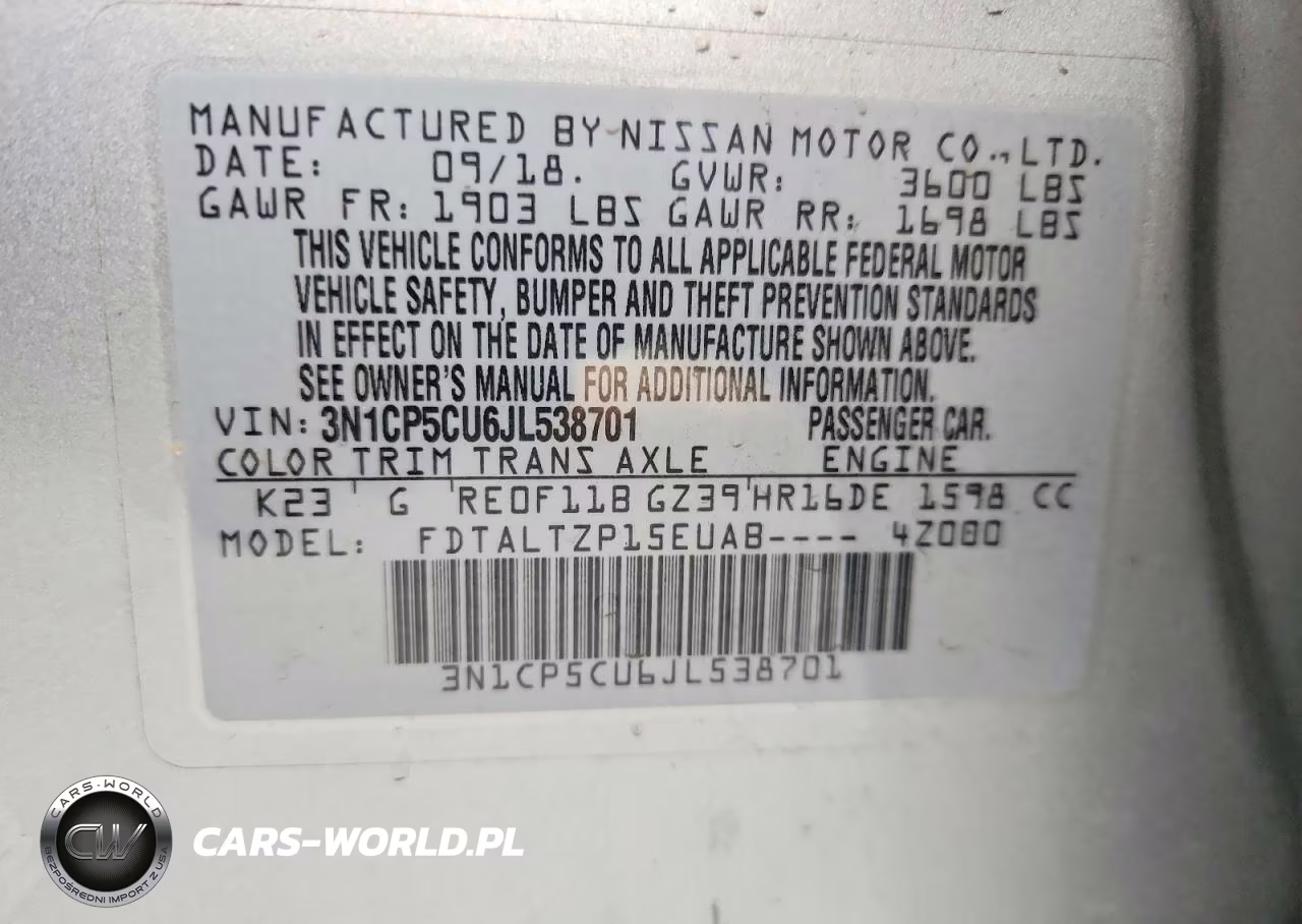 2018 Nissan Kicks Sr VIN:3N1CP5CU6JL538701 - 13