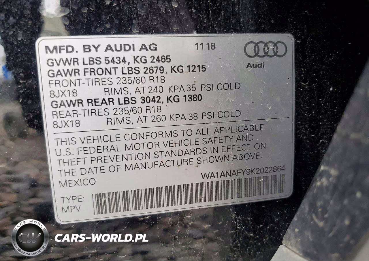 2019 Audi Q5 Premium VIN:WA1ANAFY9K2022864 - 13