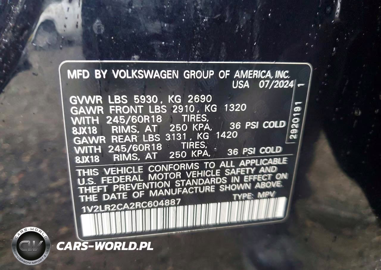 2024 Volkswagen Atlas Se VIN:1V2LR2CA2RC604887 - 13